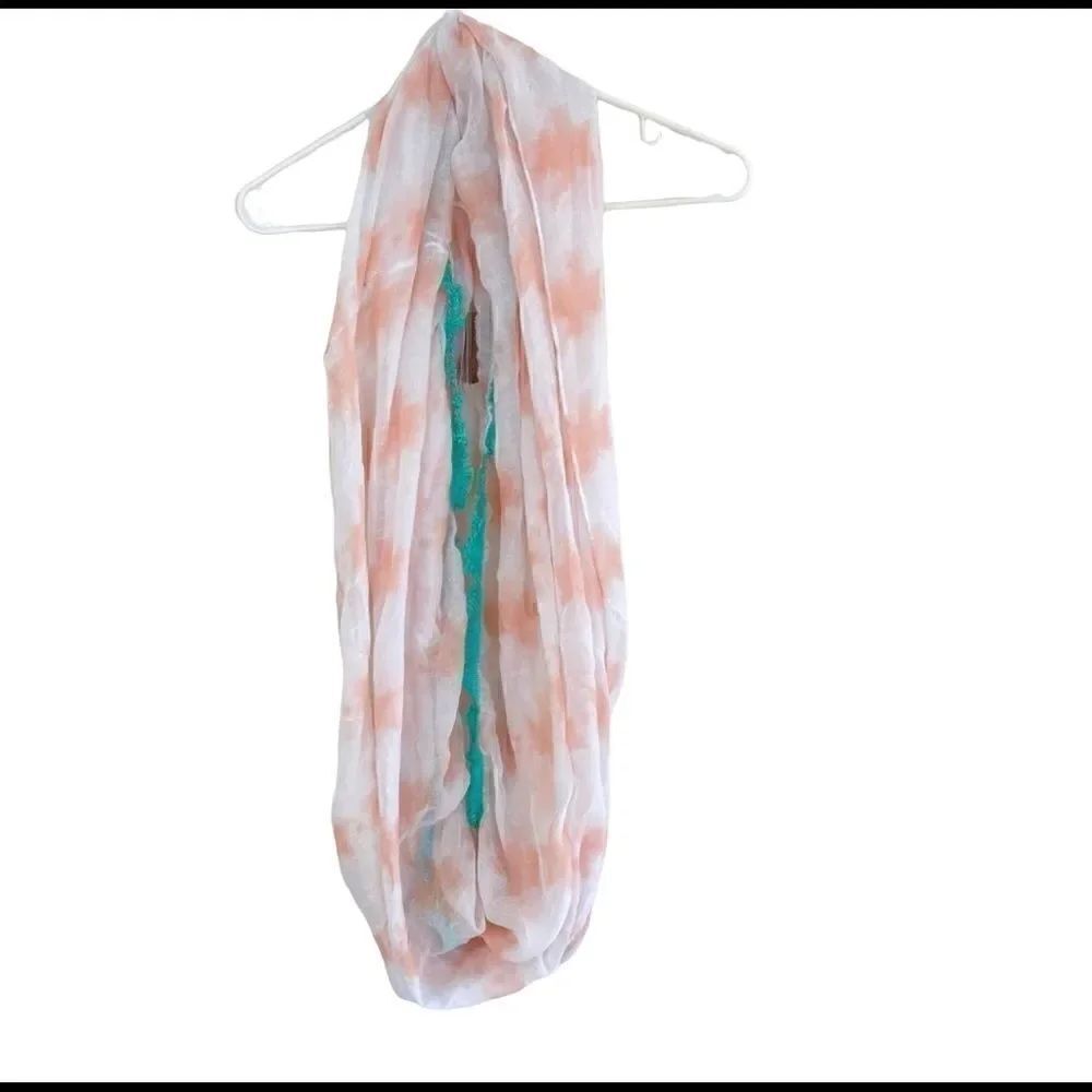 Francescas Collections NWT unity scarf white orange teal fringe